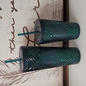 Starbucks 2021 Emerald Green Jeweled Tumbler Set